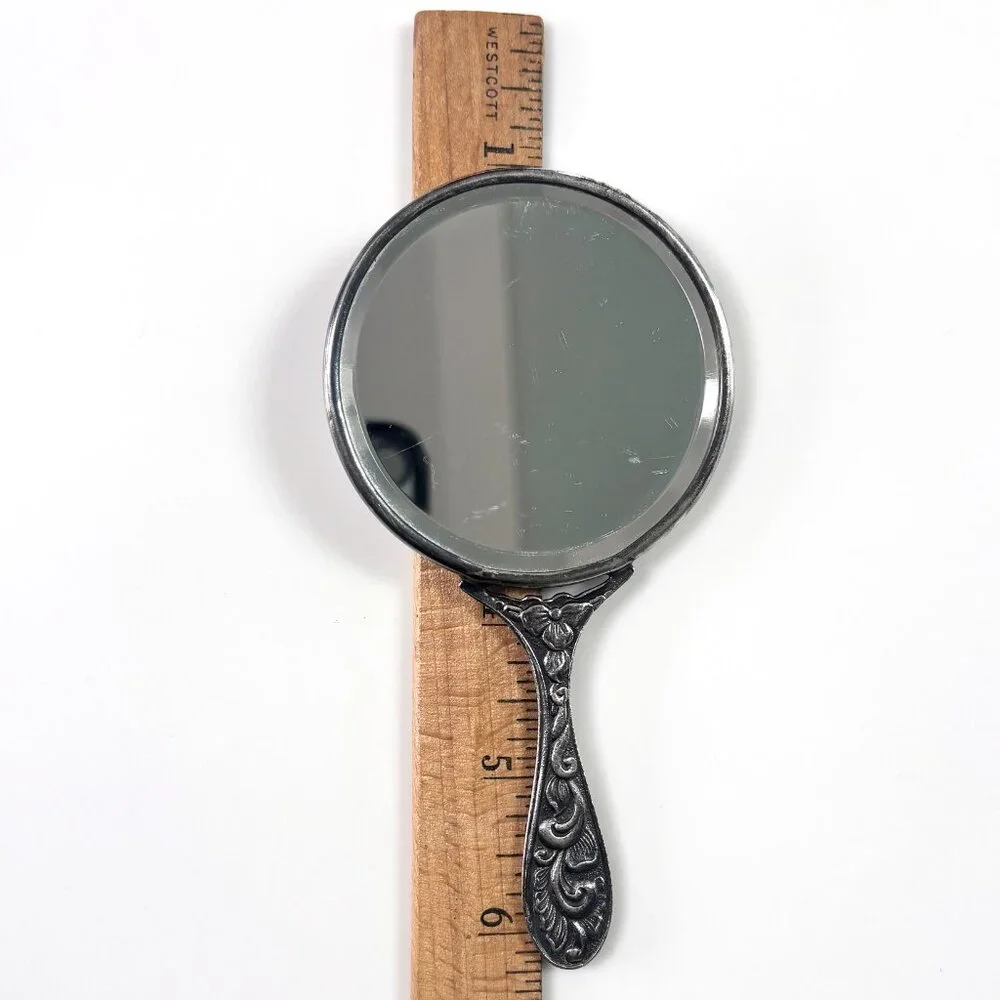 Vintage Hans Jensen Denmark Silver Plated Hand Mirror Repoussé Stamped Danish - Picture 3 of 13